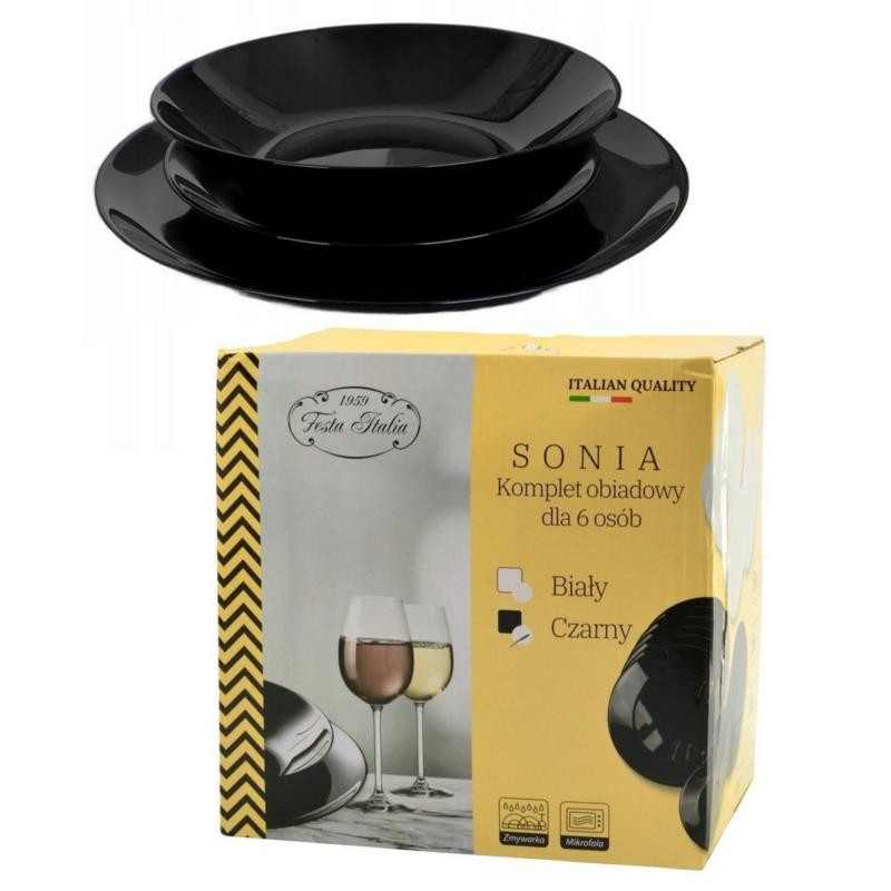 Serwis obiadowy 18 elementów Sonia czarny Festa Italia